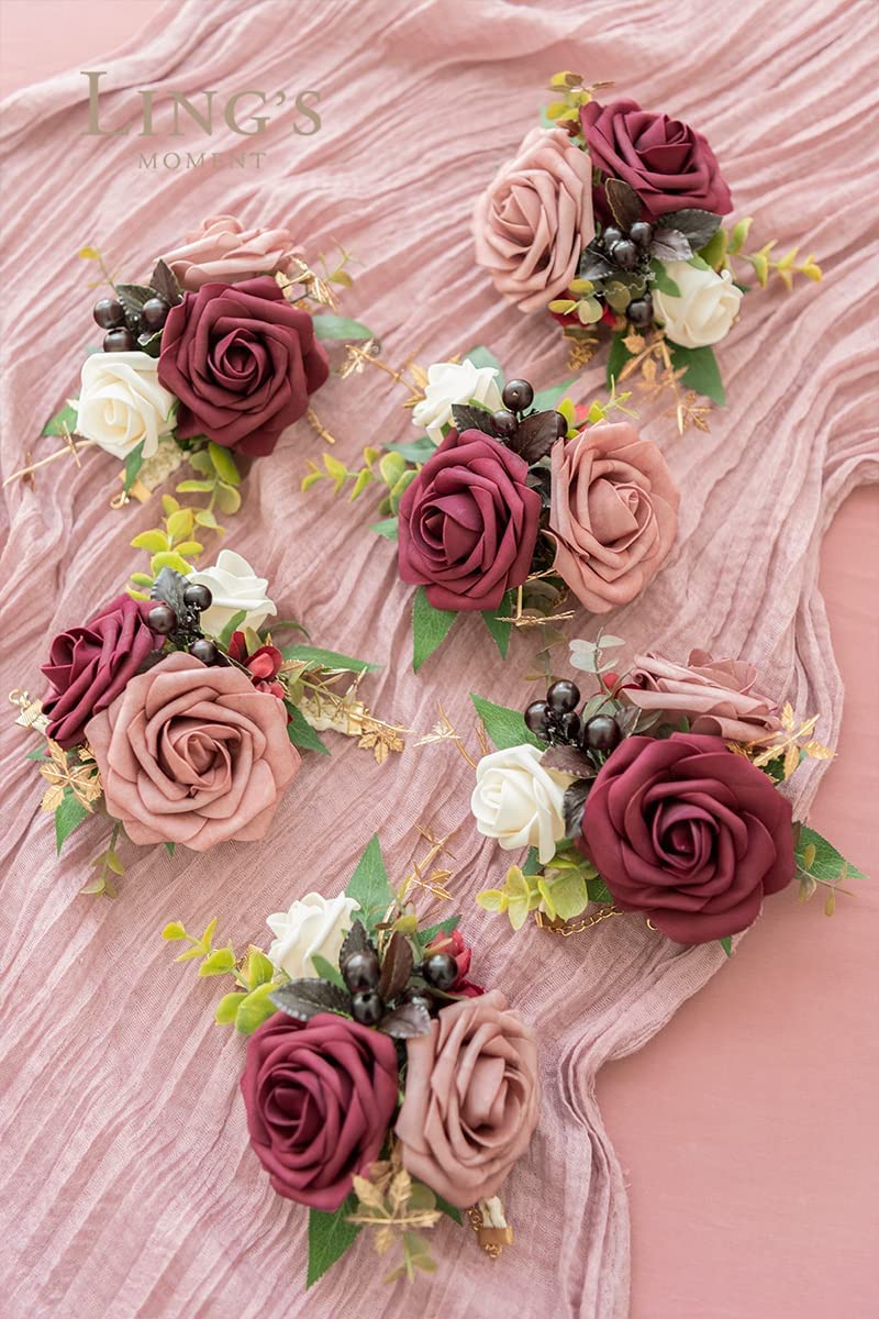 Ling's moment Ling's Moment Artificial Flowers 25Pcs Burgundy Roses Decor w/Stems 3"" Real Touch DIY Foam Floral for Wedding Bouquet/Centerpieces  Outdoors Party Backdrop  Room/Table  and Garden/Pot Decorations  - Image 5