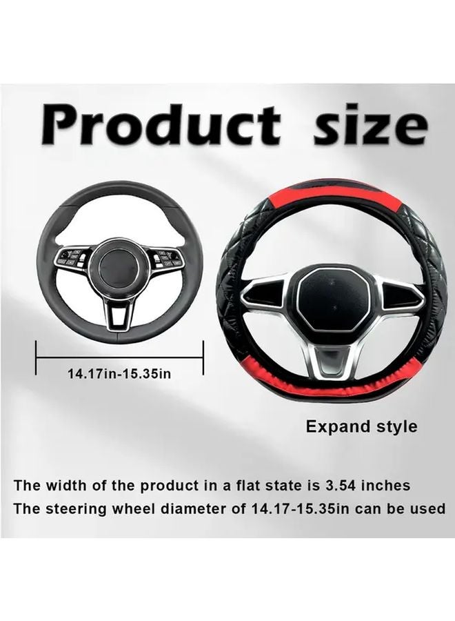 Black Pink Soft Massage Carbon Fiber Steering Wheel Cover Anti Slip Breathable - Image 3