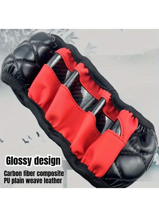 Black Pink Soft Massage Carbon Fiber Steering Wheel Cover Anti Slip Breathable - Image 5