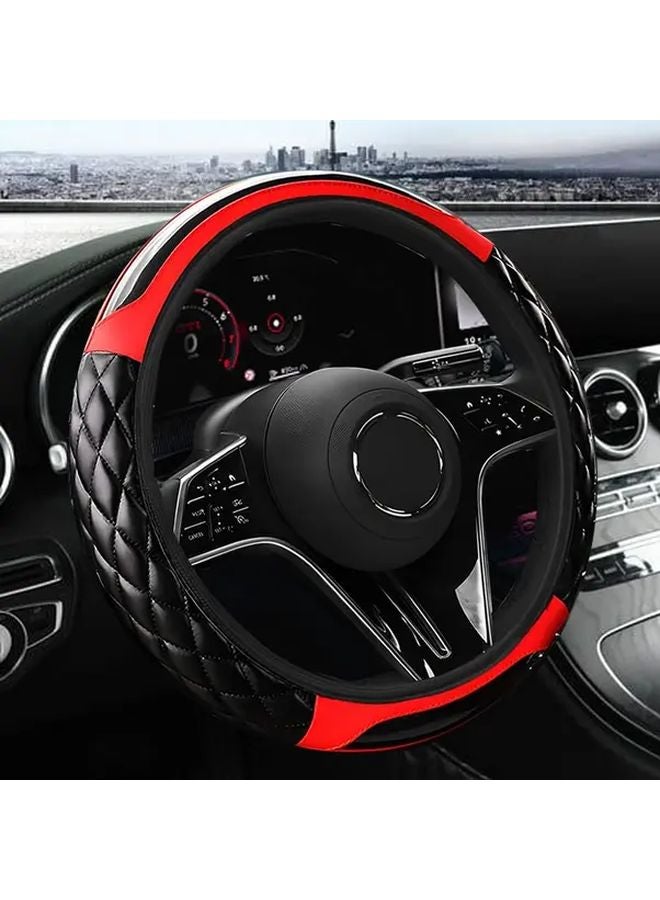 Black Pink Soft Massage Carbon Fiber Steering Wheel Cover Anti Slip Breathable - Image 2