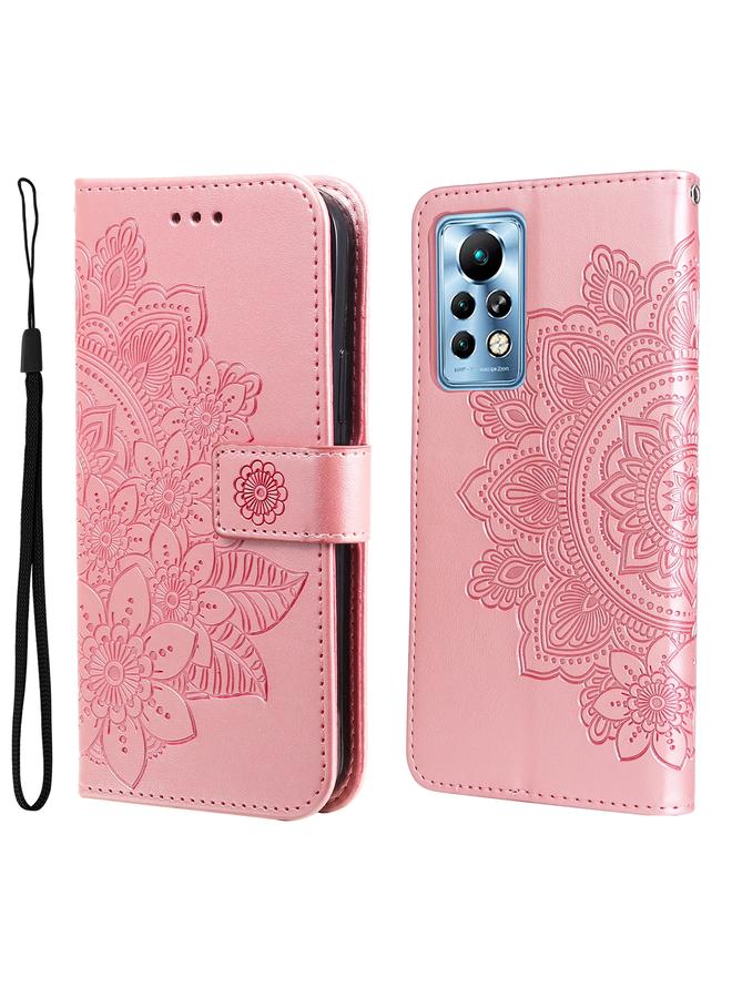 اس-توب جراب لهاتف Infinix Note 11 Pro/Note 11s، جراب جلدي أفقي قابل للطي، مزين بنقوش زهور 7 بتلات - Image 1