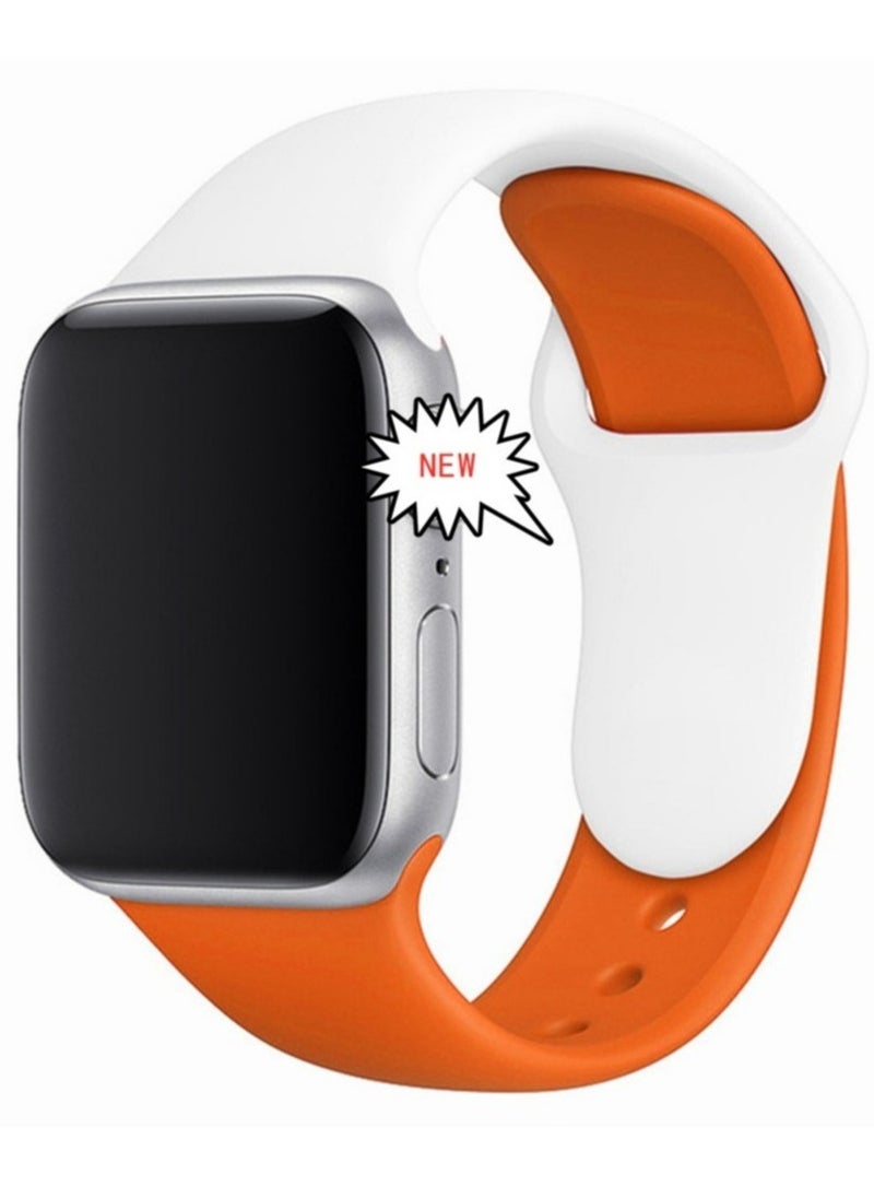 ELTRAZONE - Dual Color Soft Silicone Watch Strap For Apple Watch Band /45mm For iWatch Series 7/6/SE/5/4/3/2/1/ - Image 1