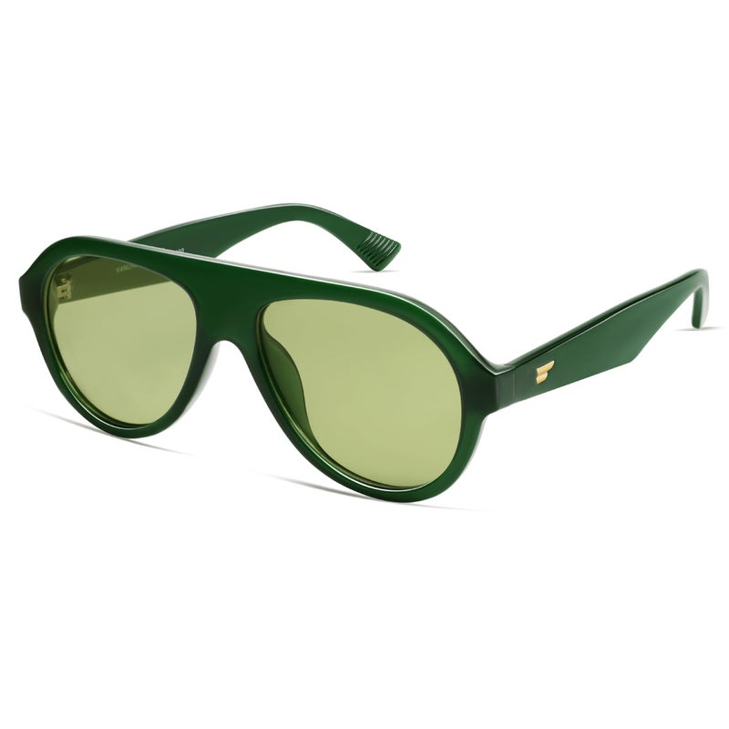 VANLINKER Retro Aviator Polarized Sunglasses for Men Women Trendy 70s Vintage Plastic Frame Sun Glasses VL9750,Green - Image 1