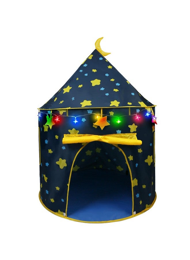 LotFancy Play Tent For Boys, With Star Lights And Storage Carrying Bag, Pop Up Play Tent House For Kids Toddlers, Indoor And Outdoor Use, Foldable, Portable, Blue - Image 1