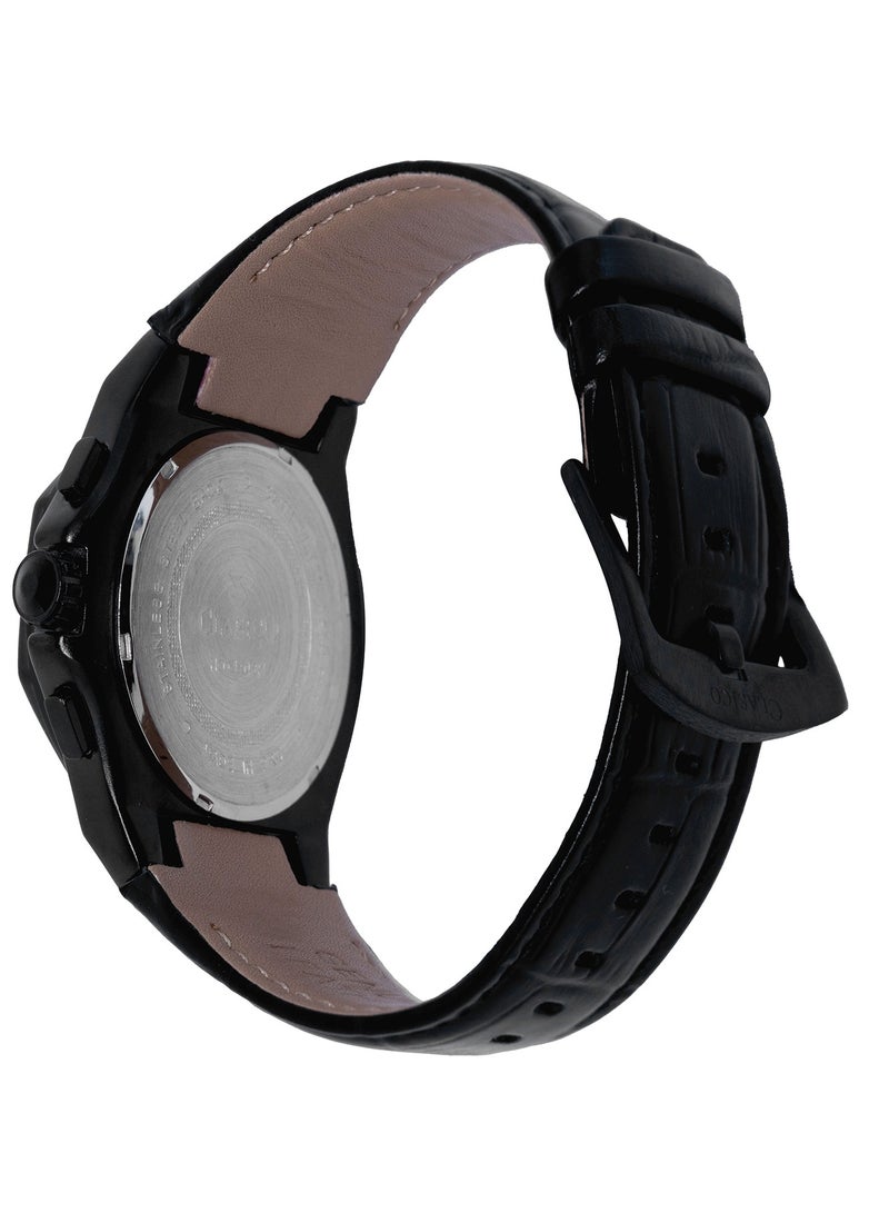 Clasico ساعة كرونوغراف 6-أيدي غراندور - إصدار معدني أسود وذهبي مع حزام جلد طبيعي - حركة عيار النخبة Y121 - تصميم مقاوم للماء - Image 4