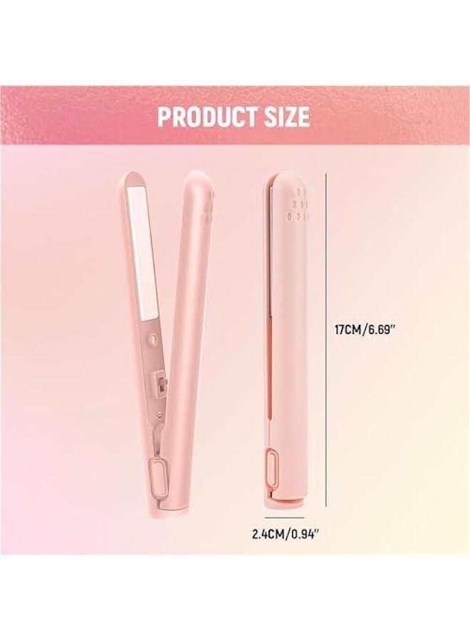 Mini Dual-Purpose Curling Iron, 2024 Curling Iron Portable 2-in-1 Curling Wand and Straightener USB Hair Straightener Curling Iron Cordless Portable Travel Curling Wand for All Hair Types (Green) - Image 2