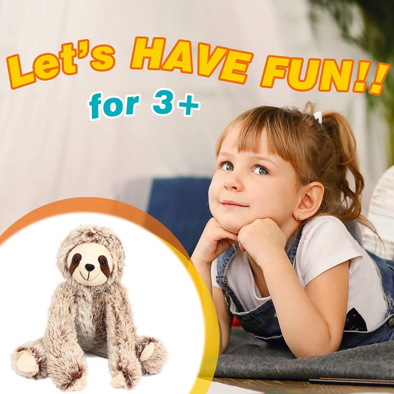 Easfan 17'' Sloth Stuffed Animal Realistic Cute Plush Toy Soft Tree Sloth Plushie Stuff Adorable Birthday for Kids Boys Girls Dog Toy, Brown - Image 3