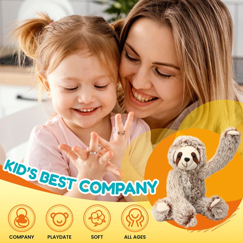 Easfan 17'' Sloth Stuffed Animal Realistic Cute Plush Toy Soft Tree Sloth Plushie Stuff Adorable Birthday for Kids Boys Girls Dog Toy, Brown - Image 4