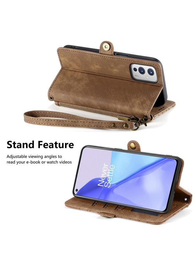 S-TOP Case For OnePlus Nord 2T Geometric Zipper Wallet Side Buckle Leather Phone Case - Image 4