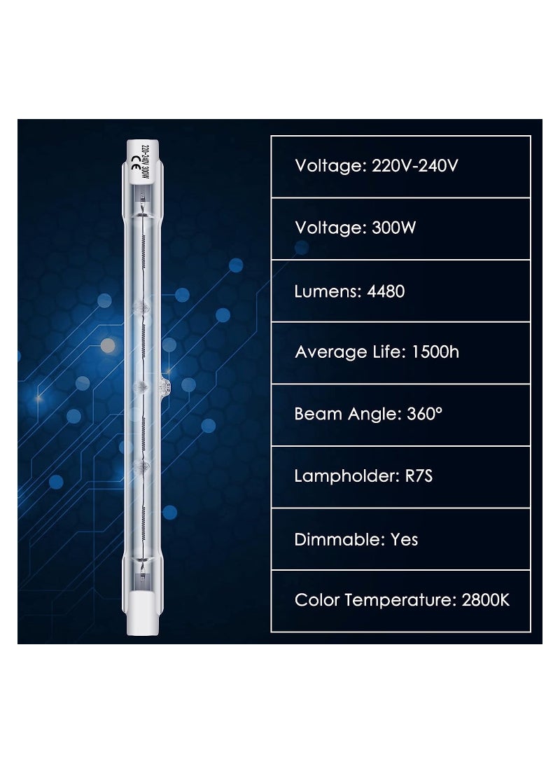 KASTWAVE R7s Linear Halogen Floodlight, Dimmable Light Bulb 118mm 300W 2800K, J Type Double Ended Base Bulbs Warm White for Floodlight, Landscape and Work Light, 6Pcs (Energy Class G) - Image 5