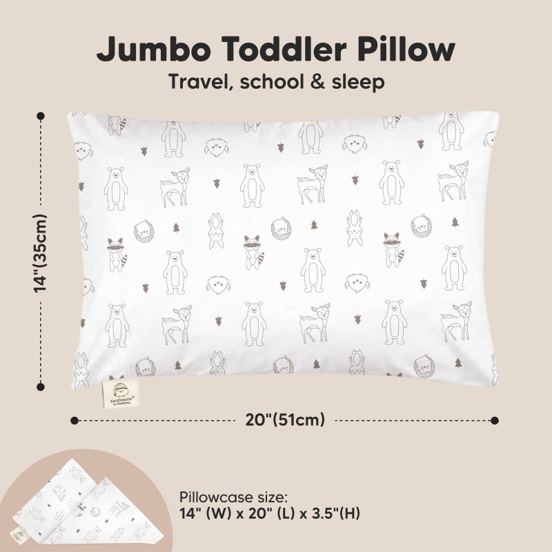 KeaBabies Toddler Pillow with Pillowcase, Jumbo 14X20 - Soft Organic Cotton Toddler Pillows for Sleeping - Machine Washable - Perfect for Travel, Toddler Bed Set (KeaFriends) - Image 3
