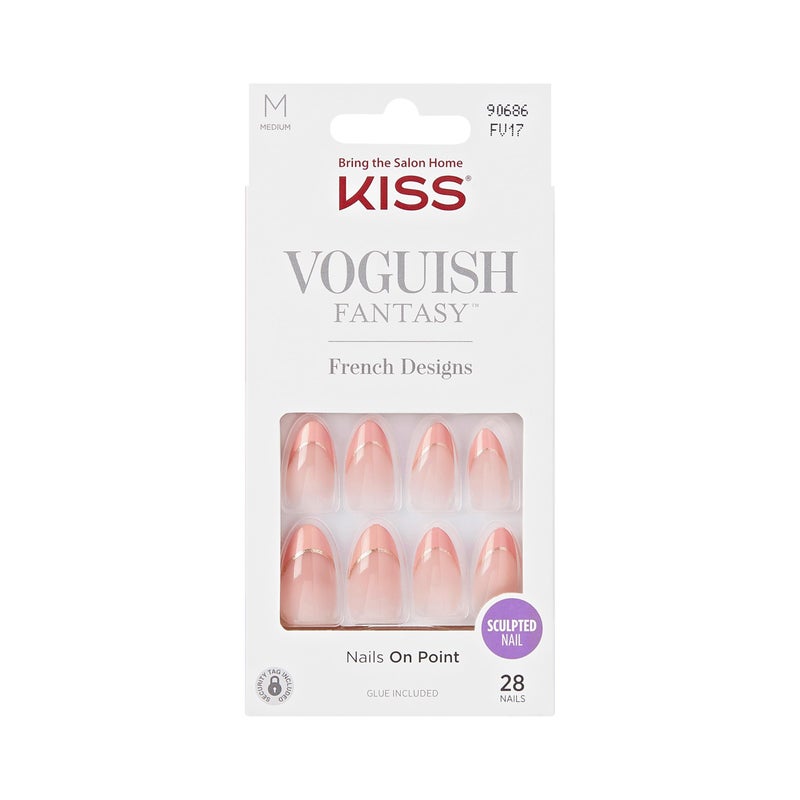 KISS Voguish Fantasy, Press On Nails, Nail glue included, 'éclatant', Light Pink, Medium Size, Almond Shape, Includes 28 Nails, 2g glue, 1 Manicure Stick, 1 Mini File - Image 5