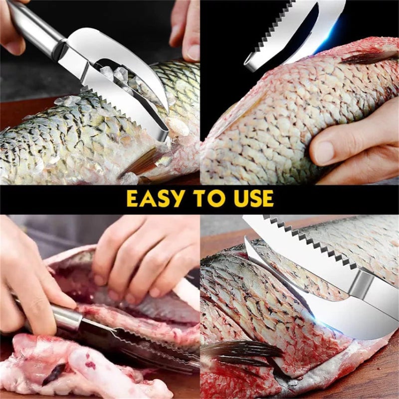 HOMAXA Homaxa Stainless Steel 3 in 1 Fish Maw Knife, Scaler Remover with Sawtooth Easily Remove Fish Scales-Cleaning Brush Scraper Kitchen Tool (1pcs)  - Image 5
