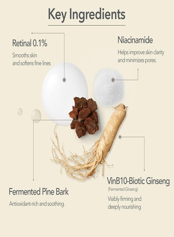 107 VINBIOME Retinal Serum, Retinal 0.1% & Ginseng, Hydrating & Firming Face, Supports Smooth & Youthful-Looking Skin, Gentle for Sensitive Skin (1.01 fl oz) - Image 3