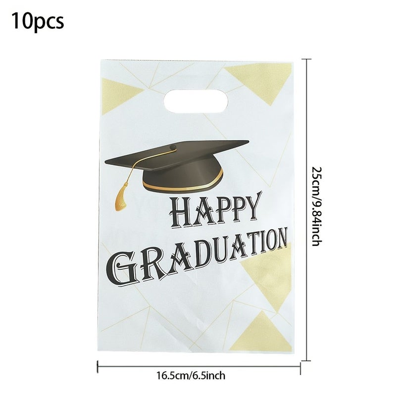 10 Pack Graduation Tote Bags Party Supplies Gift Bags for Class Reunion Ceremony 9.84x6.5 Inches - Image 3