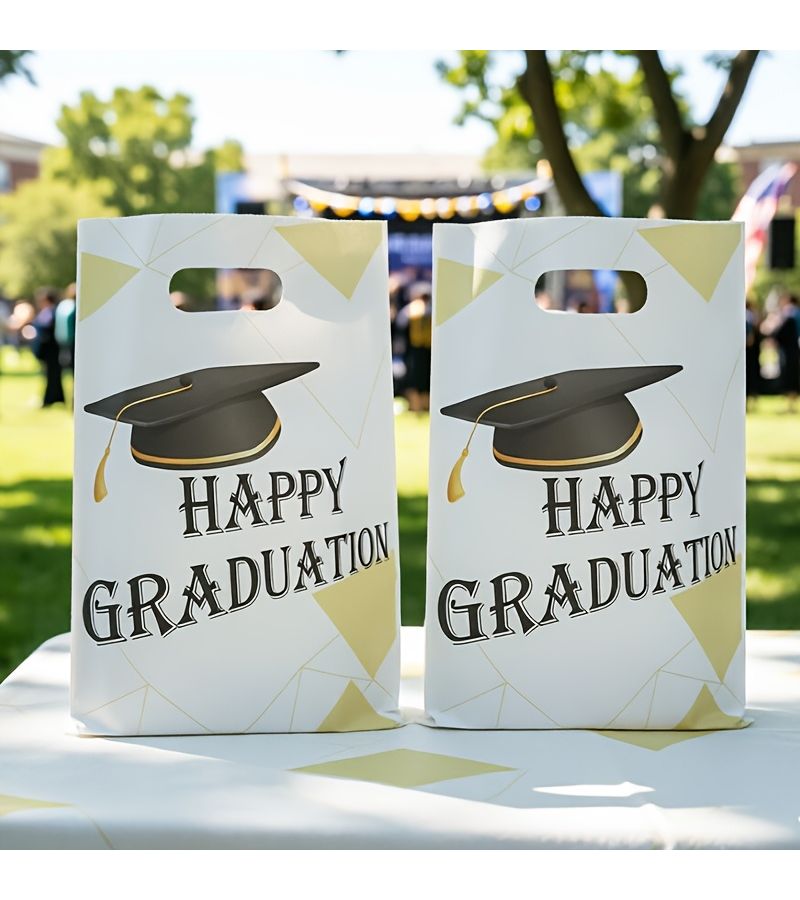 10 Pack Graduation Tote Bags Party Supplies Gift Bags for Class Reunion Ceremony 9.84x6.5 Inches - Image 1