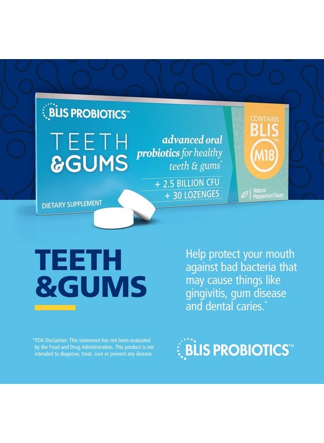 BLIS Teeth & Gums Oral Probiotics for Mouth M18 Formula Available, 2.5 Billion Cfu - Mouth Probiotic for Tooth and Gum Health, Adults and Kids - Sugar-Free Lozenges, 30 Day Supply - Image 2