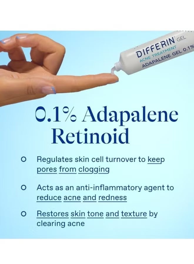 Differin Acne Treatment Gel, 30 Day Supply, Retinoid Treatment for Face with 0.1% Adapalene, Gentle Skin Care for Acne Prone Sensitive Skin, 15g Tube - Image 3