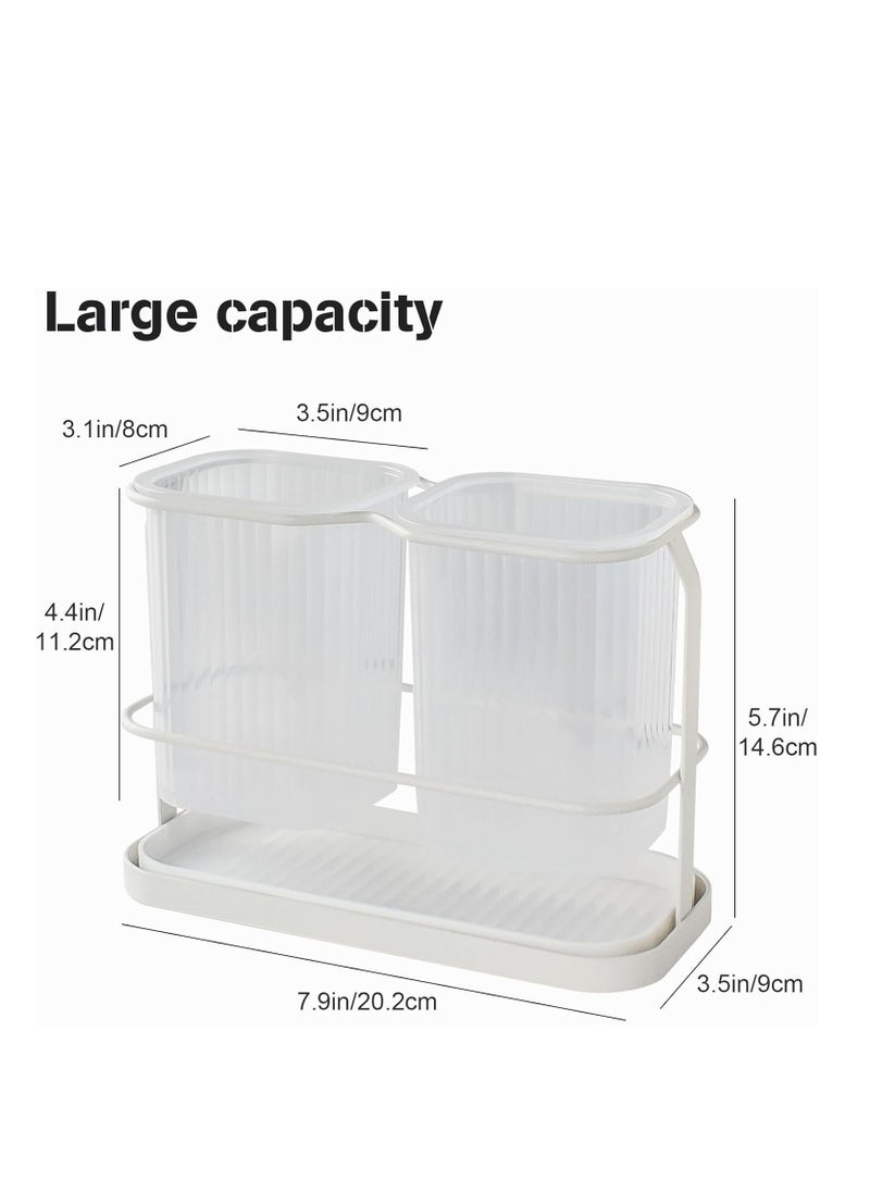 Oasisgalore - Toothpaste Dispenser Wall Mount Toothbrush Holders with 2 Cup, Toothbrush Holder Set for Family Kids - Image 1