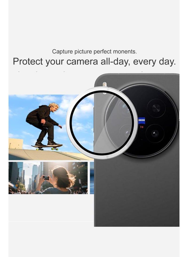لجهاز VIVO X300 Pro - واقي عدسة الكاميرا فضي، زجاج مقسى 9H، مضاد للخدوش، متوافق مع الجرابات، لا يؤثر على الصور الليلية، وضوح عالي - Image 3