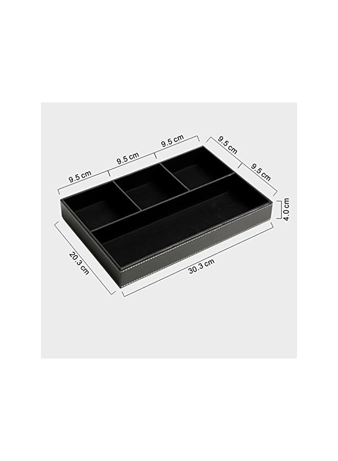 PROMASS Valet Tray, Nightstand Organizer, Dresser Organizer, Mens Jewelry Box, Valet Charging Station, Faux Leather Valet Tray for Men and Women (BLACK) - Image 2