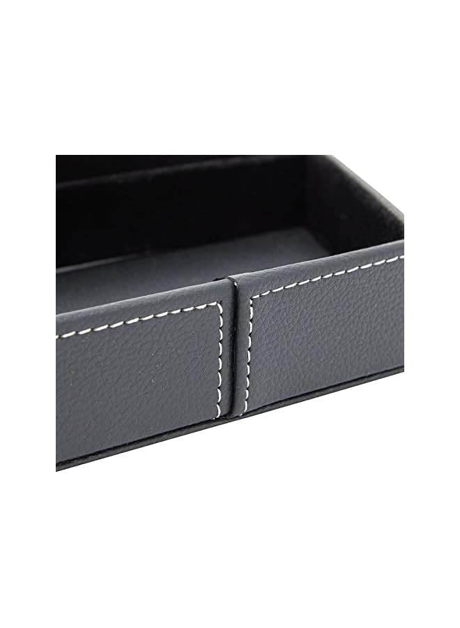 PROMASS Valet Tray, Nightstand Organizer, Dresser Organizer, Mens Jewelry Box, Valet Charging Station, Faux Leather Valet Tray for Men and Women (BLACK) - Image 3