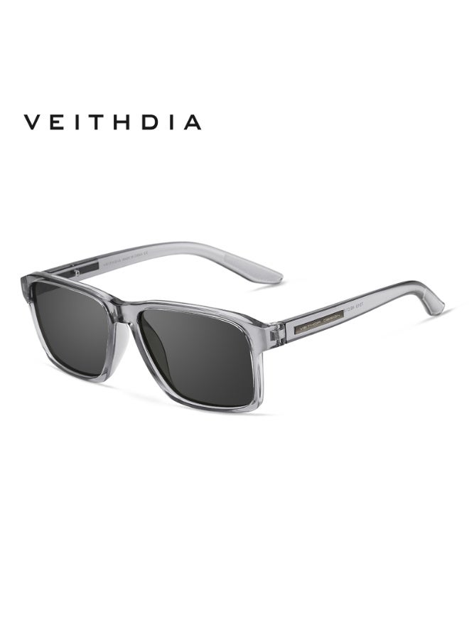 Veithdia Men's Rectangular Sunglasses, Grey Frame, Gray Lenses, Classic Casual Style - Image 1