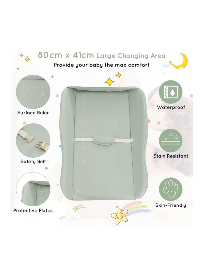 DMG TECH Folding Baby Diaper Changing Tables With Water Basin, Storage Shelf, 4 Wheels, Diaper Organizer - Green  - Image 4