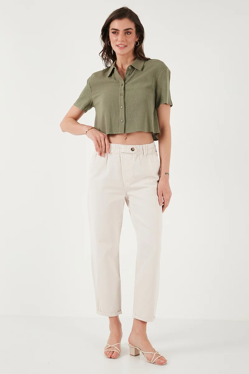 Lela Cotton Standard Fit High Waist Straight Leg Trousers Women's Trousers 668YP4924