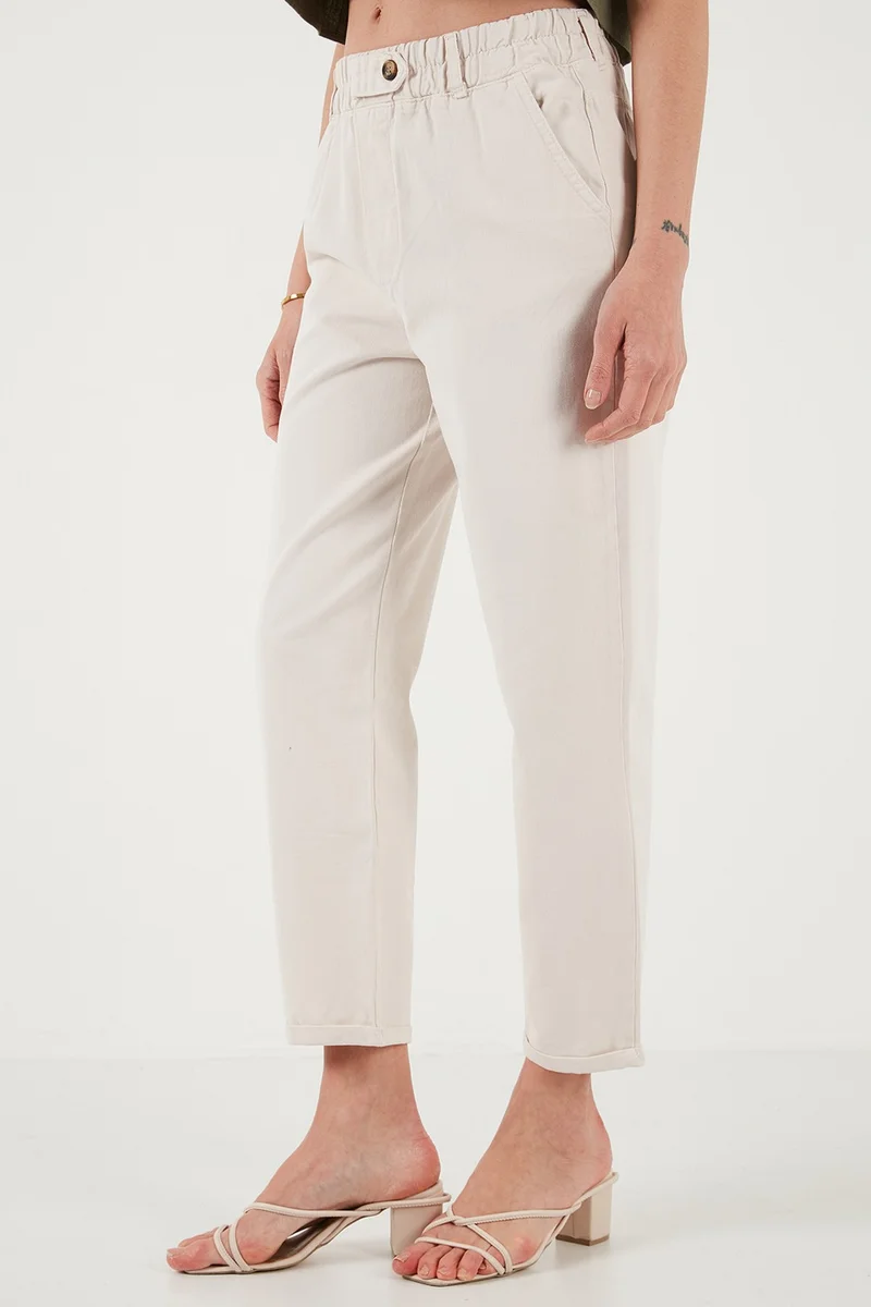 Lela Cotton Standard Fit High Waist Straight Leg Trousers Women's Trousers 668YP4924