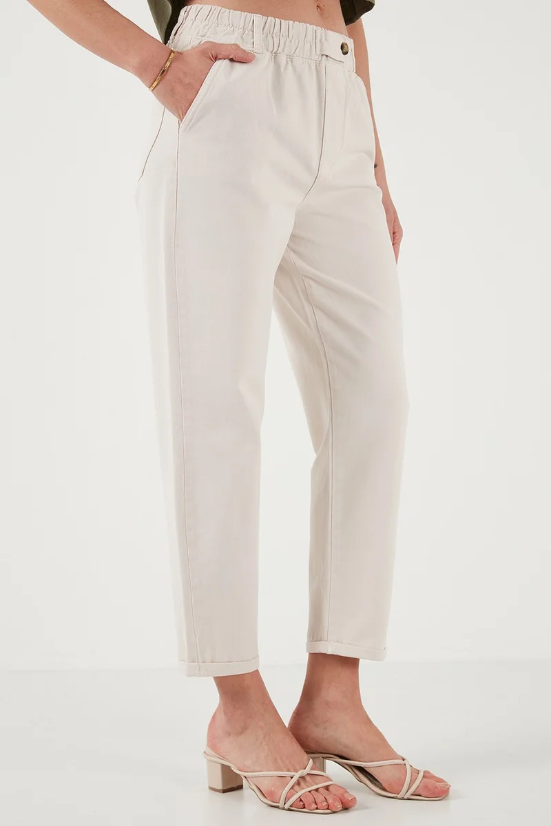 Lela Cotton Standard Fit High Waist Straight Leg Trousers Women's Trousers 668YP4924