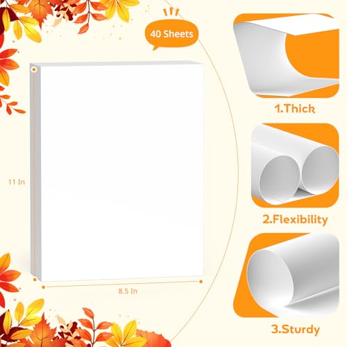 Vishoitty White Cardstock 8.5 x 11,White Card Stock,Cardstock Paper,Copy Paper for Printer,40 Sheets Card Stock Paper for Invitations,Menus,DIY Cards,Tags,Cards Making,Certificate,Construction,Office Printing - Image 2