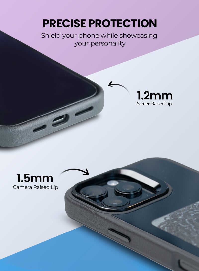 AI Vista iPhone 15 Plus – Blue Smart Case with NFC, E-Ink Back Display, DIY Image - Image 3