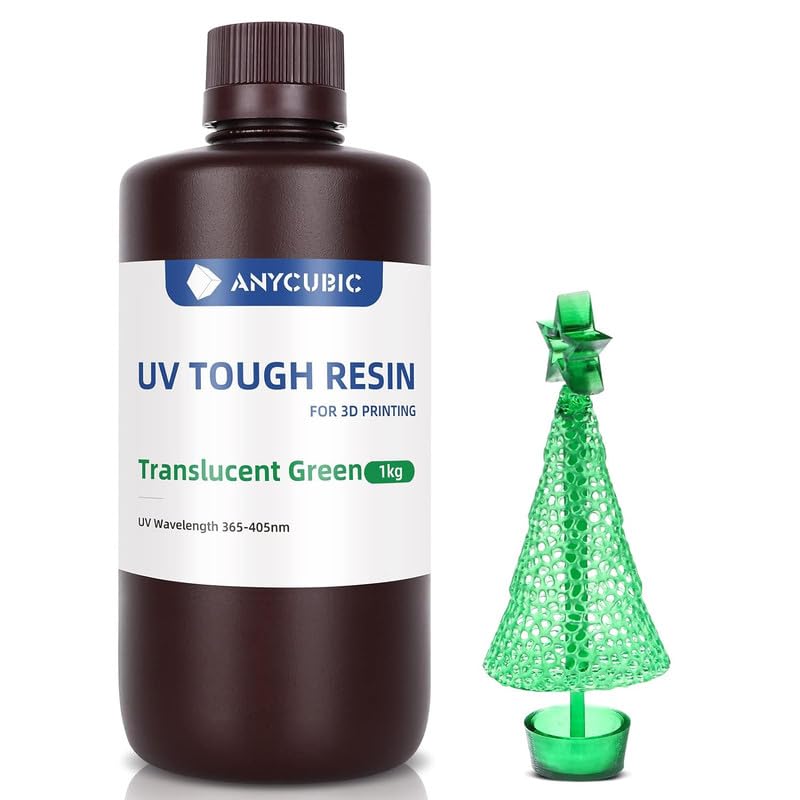3idea Tough Resin, 3D Printer Resin with High Precision and High Toughness, 365-405nm Fast Curing 3D Resin for 4K 8K LCD/DLP/SLA 3D Printing (Tran-Green, 1kg) - Image 1