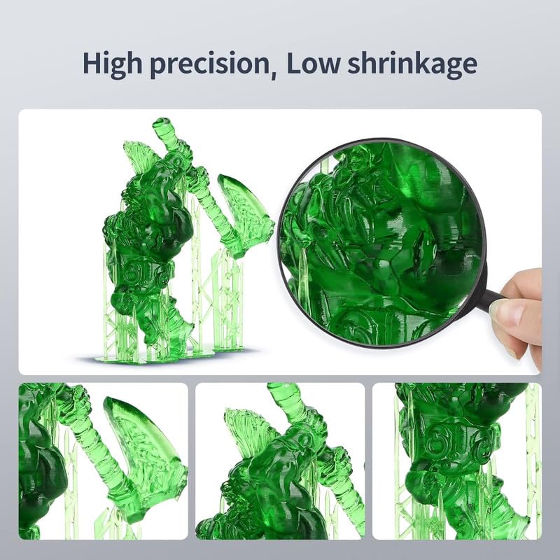 3idea Tough Resin, 3D Printer Resin with High Precision and High Toughness, 365-405nm Fast Curing 3D Resin for 4K 8K LCD/DLP/SLA 3D Printing (Tran-Green, 1kg) - Image 5