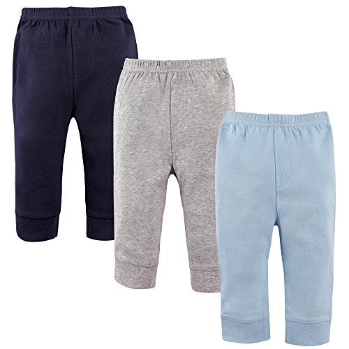 Luvable Friends Unisex Baby Cotton Pants, Blue Gray, 0-3 Months - Image 1