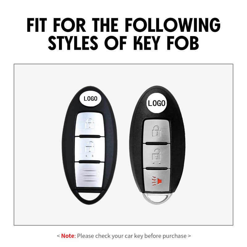 WORCAS 2 Pcs Key Fob Cover Case Compatible with Nissan Frontier Juke Kicks Leaf Murano Pathfinder Quest Rogue Titan Titan XD Versa Versa Note 3 Button Keyless Entry Remote - Image 2