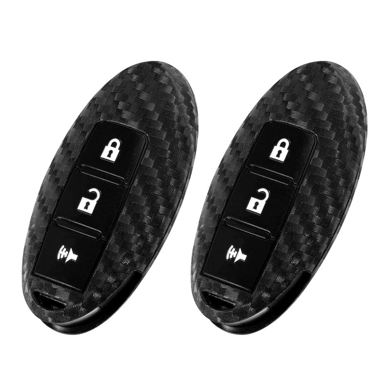 WORCAS 2 Pcs Key Fob Cover Case Compatible with Nissan Frontier Juke Kicks Leaf Murano Pathfinder Quest Rogue Titan Titan XD Versa Versa Note 3 Button Keyless Entry Remote - Image 1