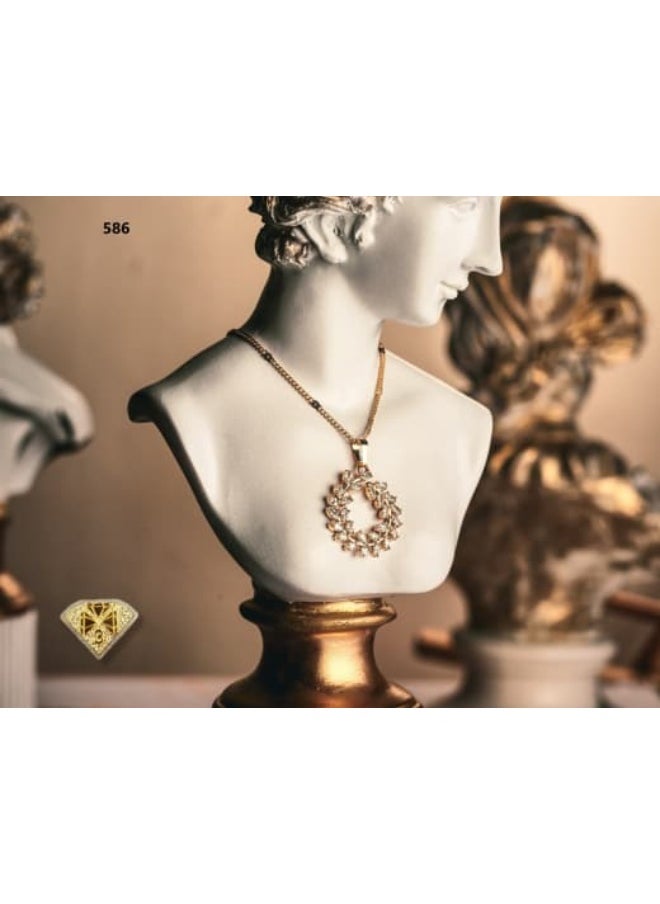 3Diamonds 3Diamonds Women’s Gold-Plated Leaf Wreath Necklace With Crystal Detailing  - Image 2