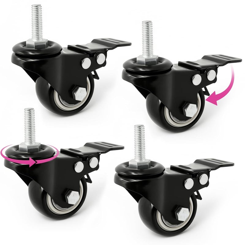 Liquid Stands Keyboard Stand Caster Wheels Set of 4 Replacement Locking Heavy Duty Wheels with Brake - Piano Stand Parts and Accessories - Image 1