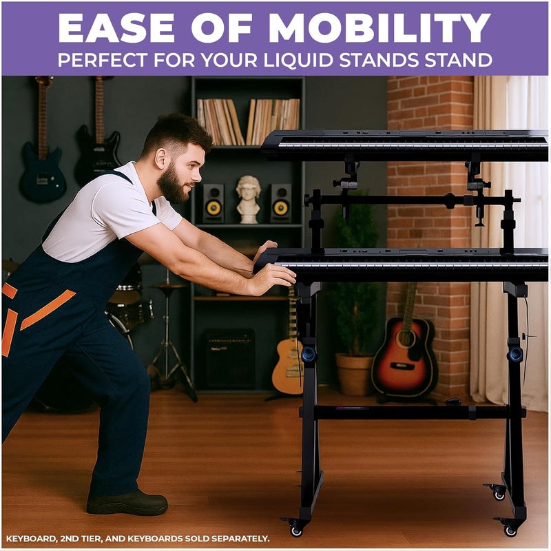 Liquid Stands Keyboard Stand Caster Wheels Set of 4 Replacement Locking Heavy Duty Wheels with Brake - Piano Stand Parts and Accessories - Image 5