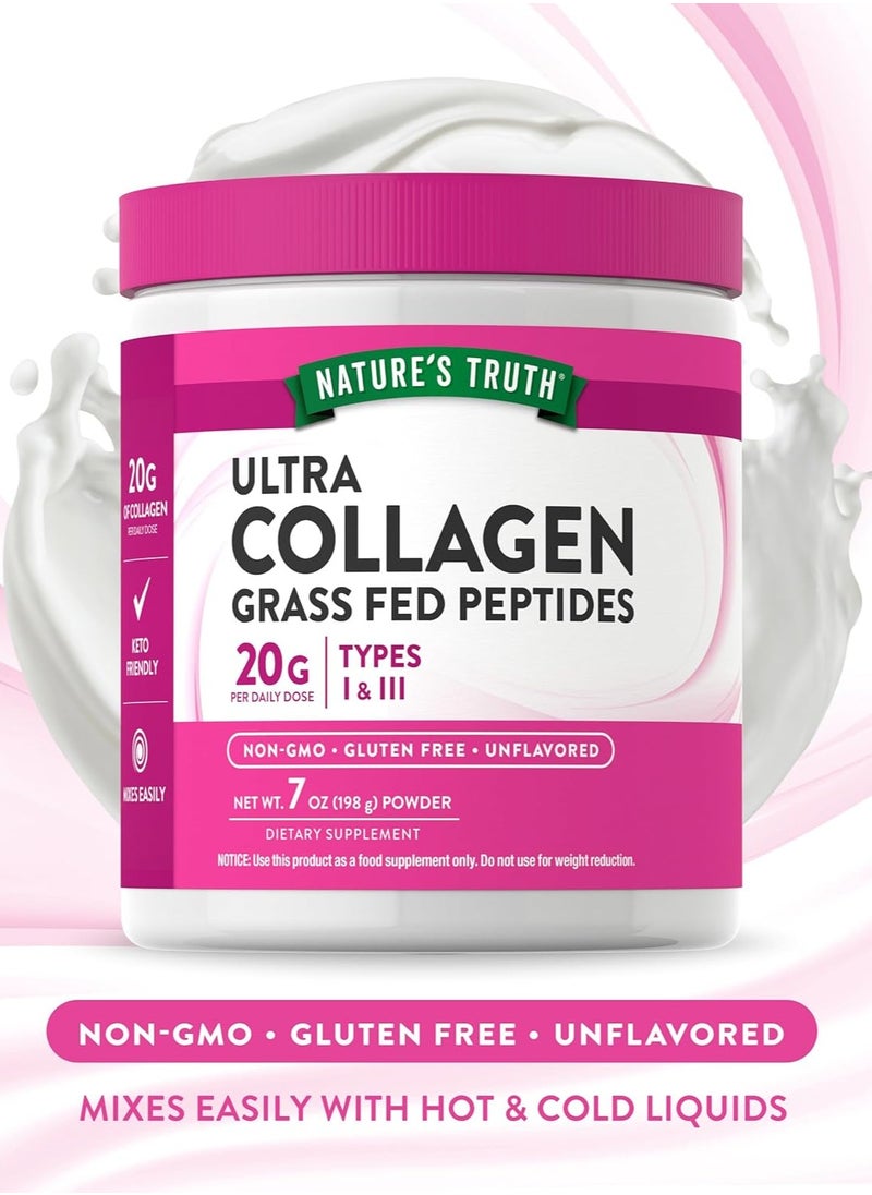 Nature's Truth Ultra Collagen Powder, Grass Fed Peptides, Unflavored, 198g  - Image 3