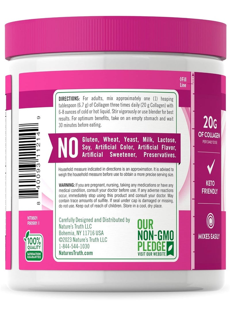 Nature's Truth Ultra Collagen Powder, Grass Fed Peptides, Unflavored, 198g  - Image 4