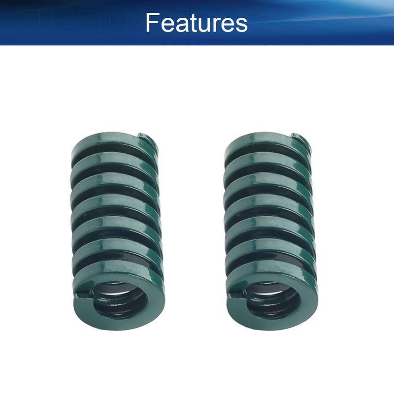 Metal Spring，Springs Compression Spring, 10mm OD 5mm ID 20mm Long Spiral Stamping Heavy Load Compression Mould Die Spring, for Mechanical Equipment 3D Printer Accessories Green Tone 2pcs - Image 3