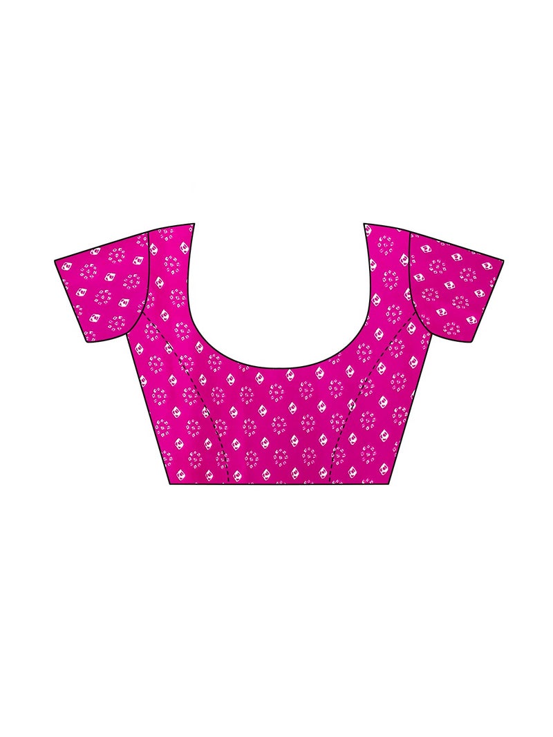 SIRIL Women's Georgette Bandhani Printed Saree with Blouse(2041S574_Pink) - Image 5