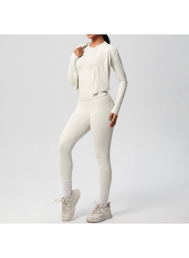 Yoga Three Piece Set Quick Drying Legging Yoga Pants High Waist Outdoor Running Gym Push Up Solid Color Yoga Clothing Suit - Image 2