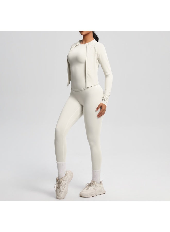Yoga Three Piece Set Quick Drying Legging Yoga Pants High Waist Outdoor Running Gym Push Up Solid Color Yoga Clothing Suit - Image 1