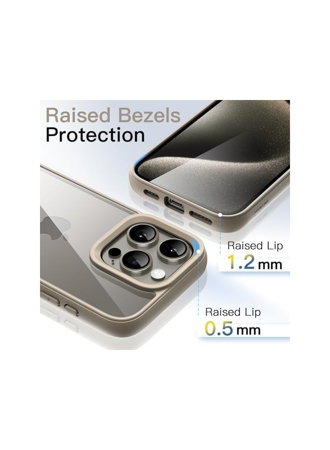 جي تيك حافظة JETech لهاتف iPhone 15 Pro Max مقاس 6.7 بوصة، غطاء ممتص للصدمات للهاتف، إطار من مادة TPU بلون سادة غير لامع، ظهر شفاف مضاد للخدش (تيتانيوم طبيعي) - Image 5