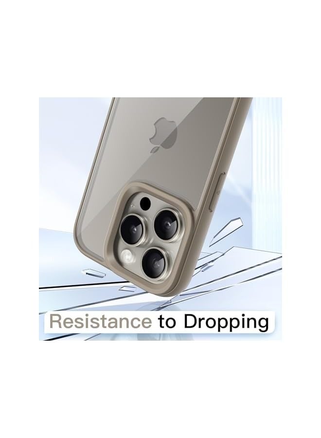 جي تيك حافظة JETech لهاتف iPhone 15 Pro Max مقاس 6.7 بوصة، غطاء ممتص للصدمات للهاتف، إطار من مادة TPU بلون سادة غير لامع، ظهر شفاف مضاد للخدش (تيتانيوم طبيعي) - Image 4