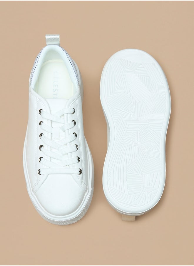 Celeste Women's Embellished Lace-Up Low Ankle Sneakers  - Image 4